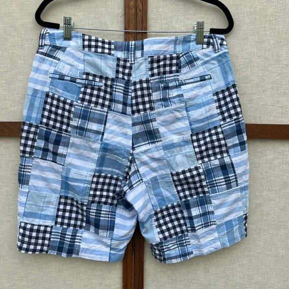 L.L. Bean Favorite Fit Patchwork Checkered Madras Cotton Preppy Shorts - 14 - Picture 4 of 10